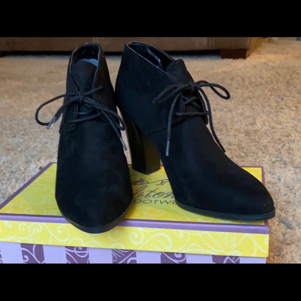 Black suede lace up ankle boots